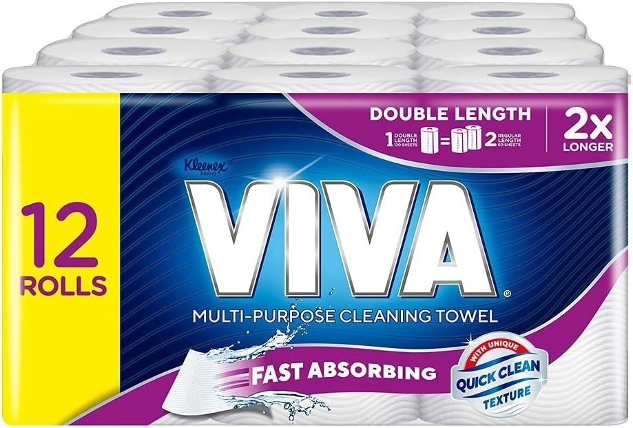 VIVA Double Length Paper Towels, 12 Rolls.