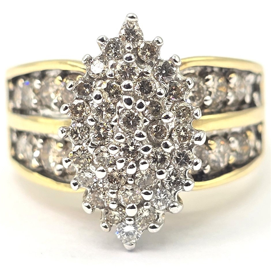 No Reserve 10ct Two-Tone Gold  1.30ct Diamond Ring