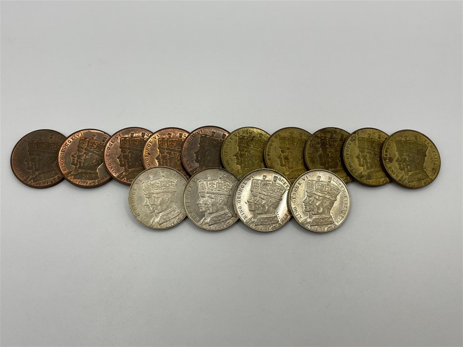 Collection of 14 x 1937 Commemorate the Coronation May 12th 1937 Coins ...