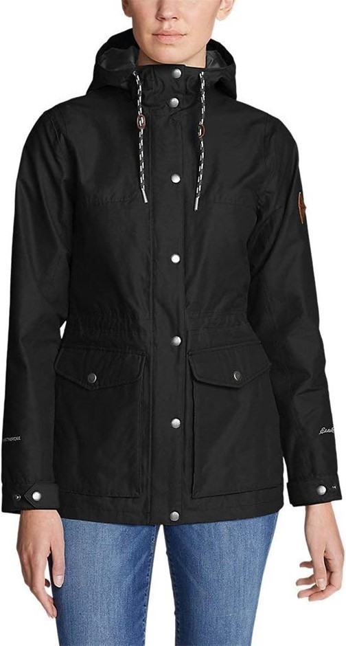 EDDIE BAUER Women's Charly Jacket, Size L, 62%Cotton/38%Nylon, Black.