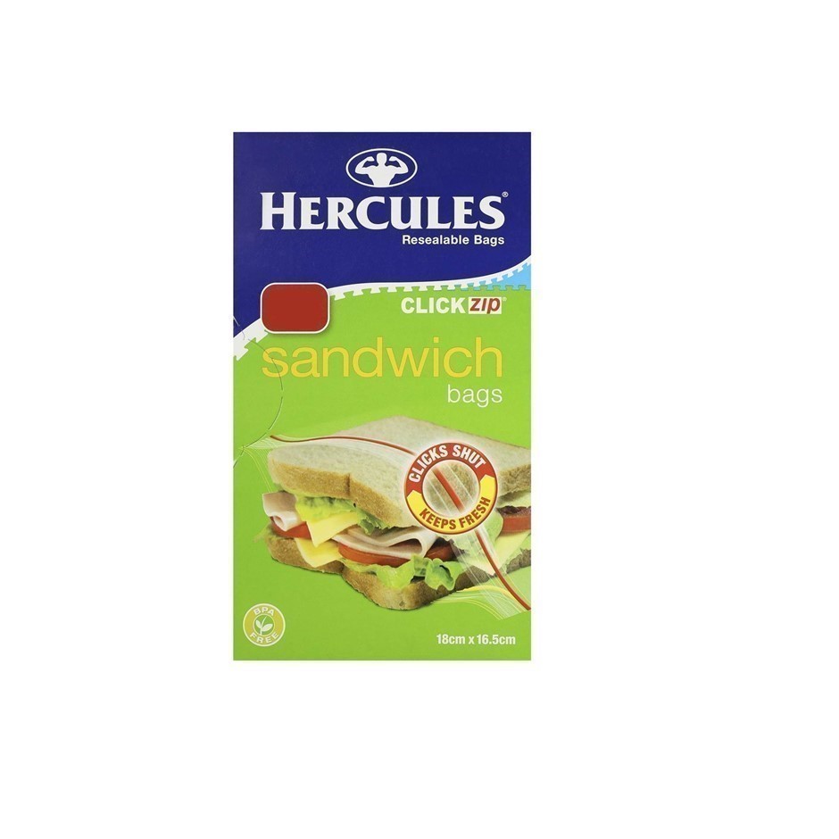 5 x HERCULES 130pc Sandwich Resealable Bags. N.B. Damaged packaging.