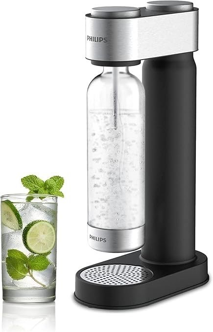 PHILIPS Stainless Sparkling Water Maker Soda Maker Machine, 1L, Black.