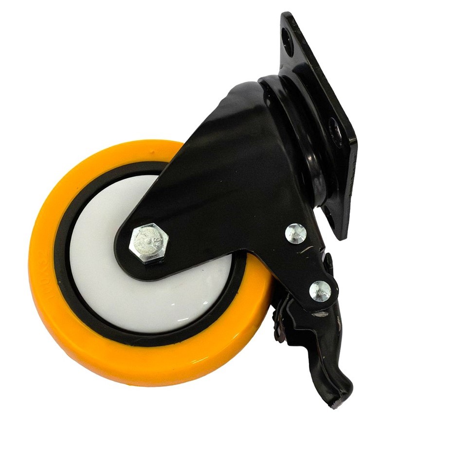 4 x Heavy Duty Swivel Castor Wheels 100mm x 30mm Polyurathane with Brake, M