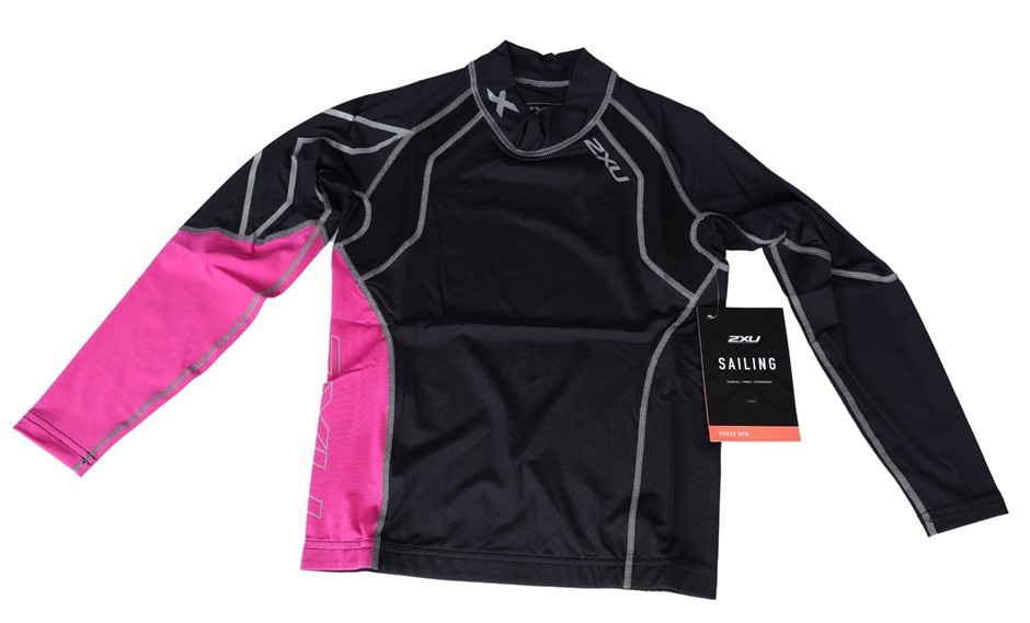 4 x 2XU Youth Long Sleeve High Performance Power Top, Size XL, Black/Rose