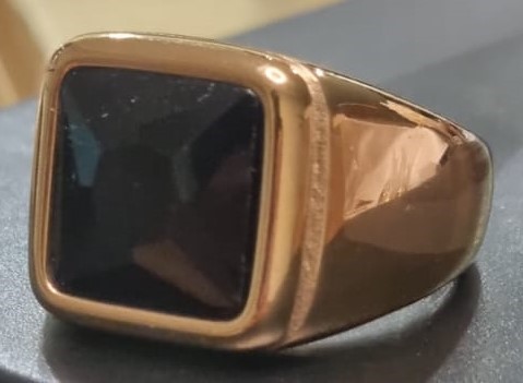 18k Yellow Triple Gold Plated Square Brown Stone Wedding Ring Ring Size 9