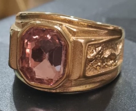 18k Yellow Triple Gold Plated Simulated Champagne Diamond Ring Size 9