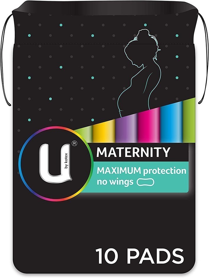 U BY KOTEX Maxi's Maternity Pads, No Wings, Pack of 60.