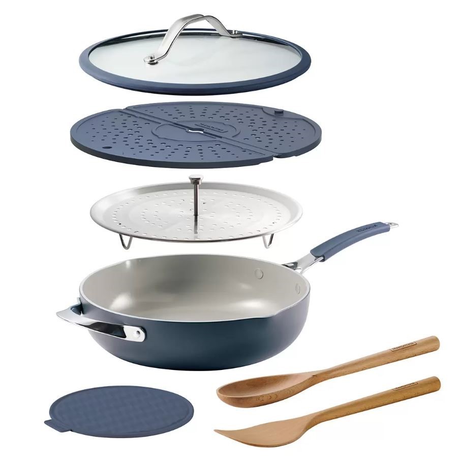 TRAMONTINA 7pc All In One Plus Pan Set, Blue. NB: Minor use, not in origina