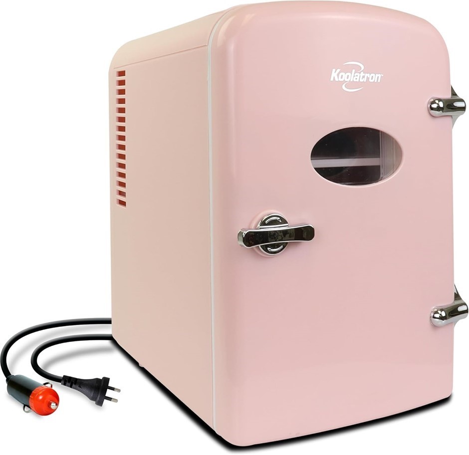 KOOLATRON Retro 4L 6 Can Portable Mini Fridge, Compact Car Refrigerator, Sk