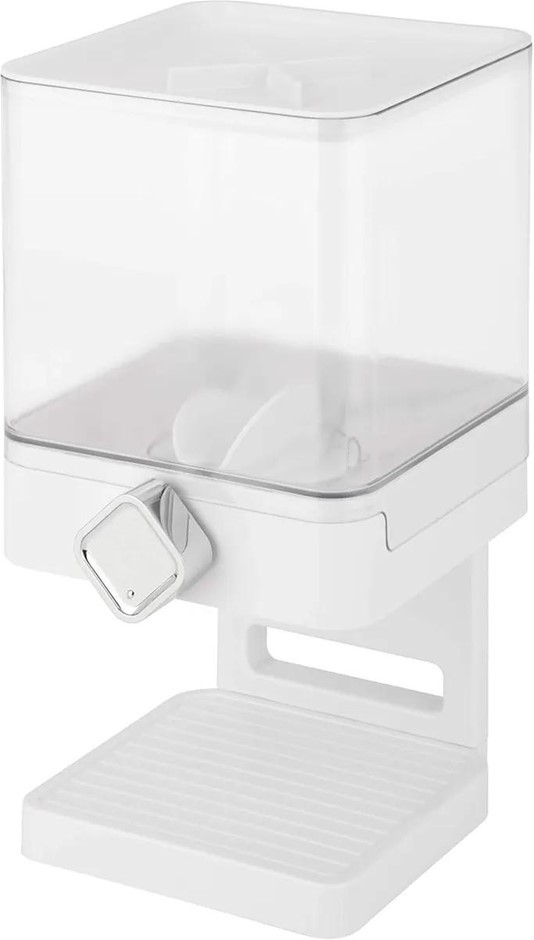 ZEVRO Compact Dry Food Dispenser, Single Control, White/Chrome, KCH-06129.
