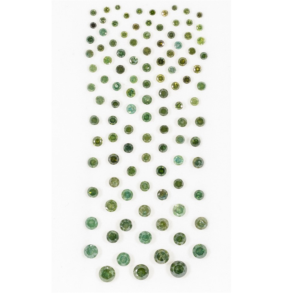 5.01ct TSW Natural Green Diamond Collection - Round Brilliant Cut