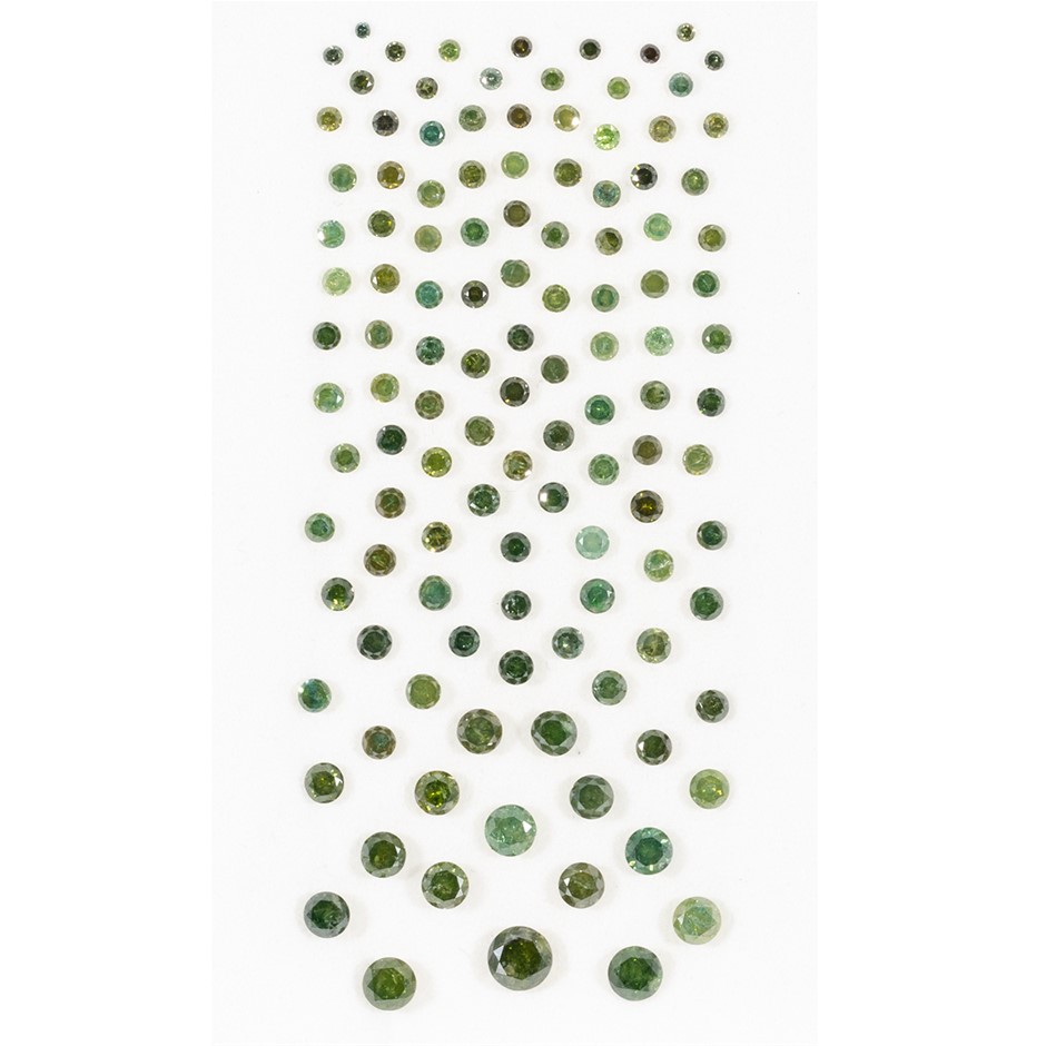 5.01ct TSW Natural Green Diamond Collection - Round Brilliant Cut