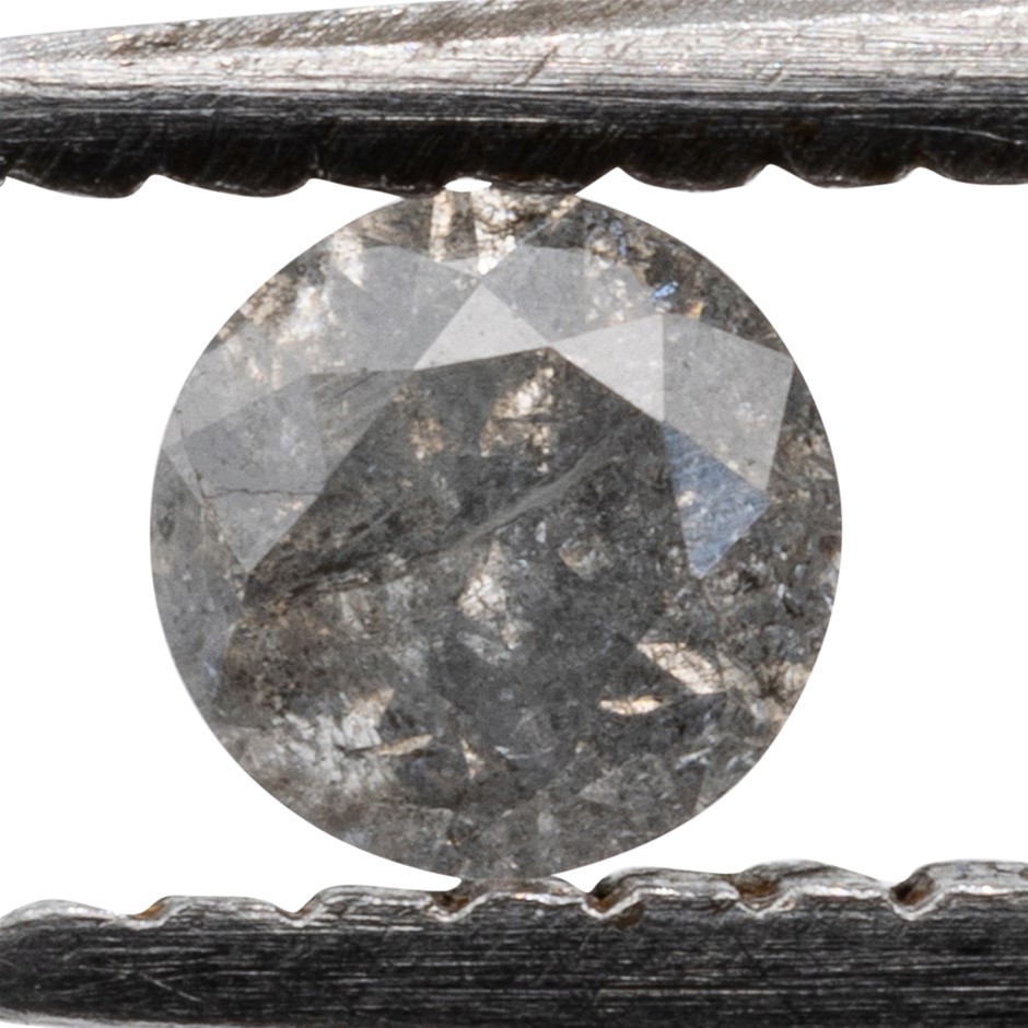 0.09ct Untreated Natural Salt & Pepper Diamond - Round Brilliant Cut