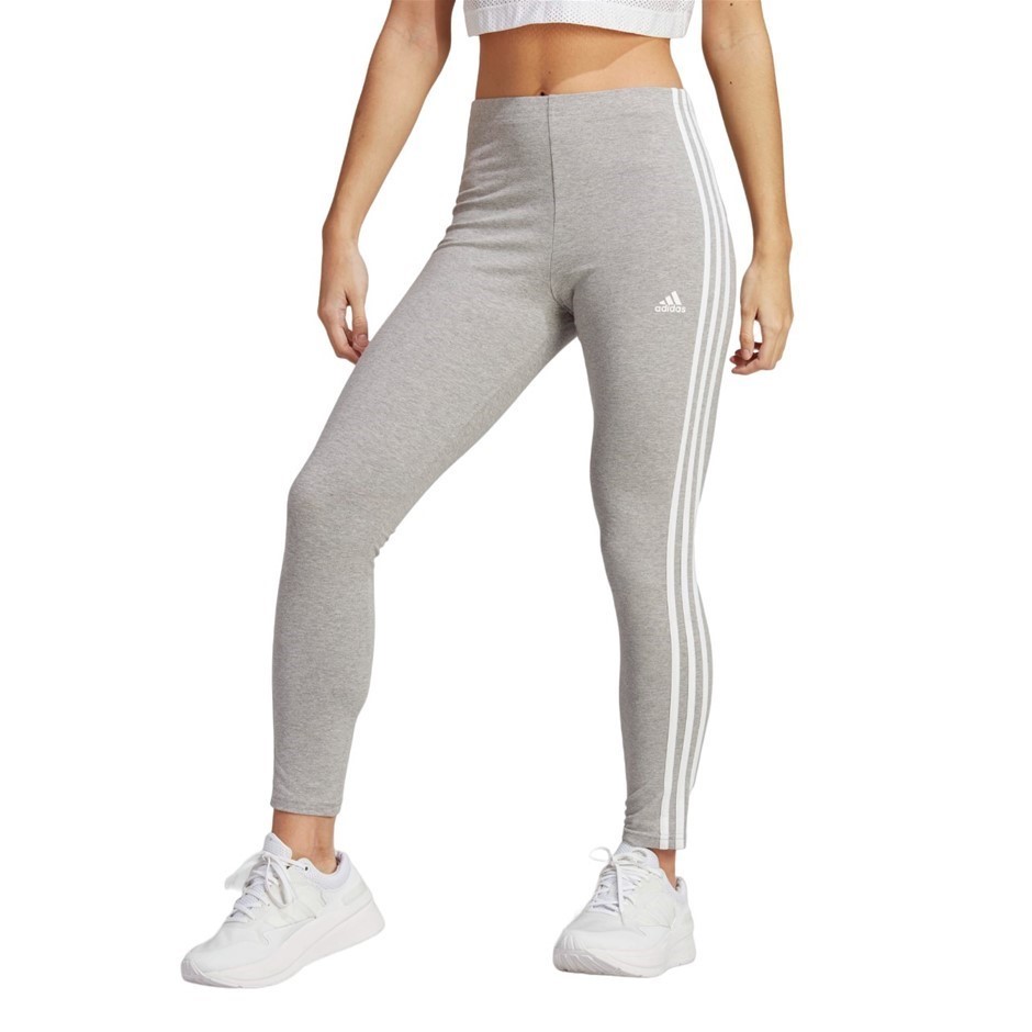 ADIDAS Women's 3S High-Waisted Leggings, Size AU M, 90% Cotton, Medium Grey