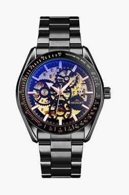 HEUGUET 'Mark 1' Men's Automatic Openworked Watch