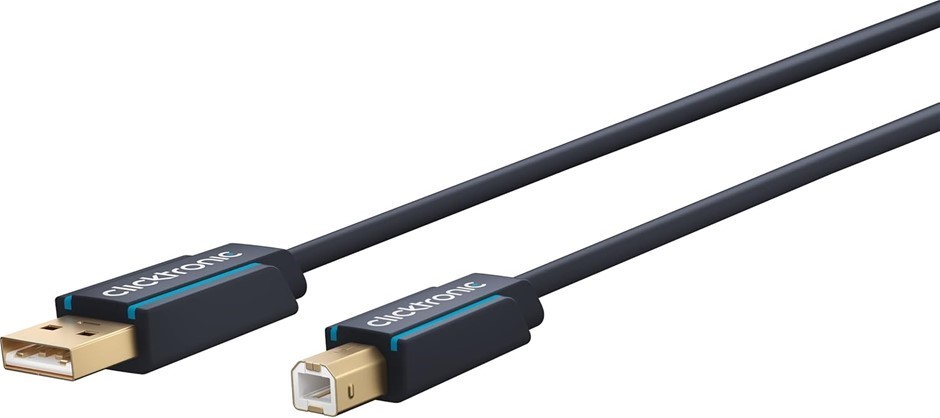 Clicktronic USB A to USB B 2.0 Adapter Cable, 1.8 Meter Length