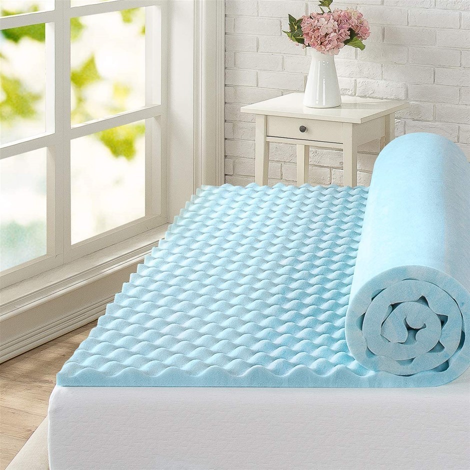 ZINUS Swirl Cool Gel Convoluted Memory Foam, Air Flow Mattress Topper Prote