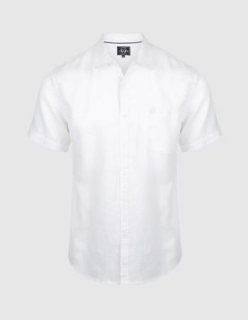 COAST CLOTHING CO Men's Short Sleeve Shirt, Size XL, 100% Linen, White. Bu