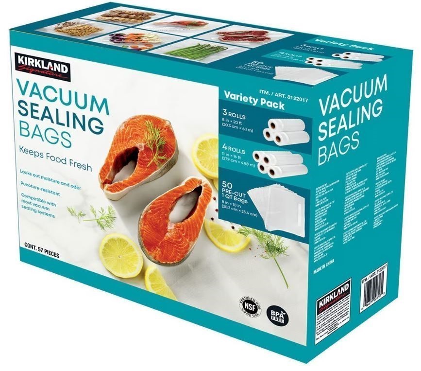 SIGNATURE 57ct Vacuum Sealer Bags Variety Pack. NB: Damaged packaging & app