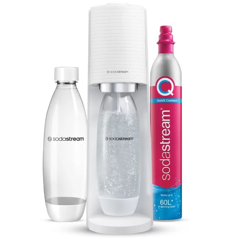 SODASTREAM Terra Mega Pack, incl 2 x 1L Bottles, White.