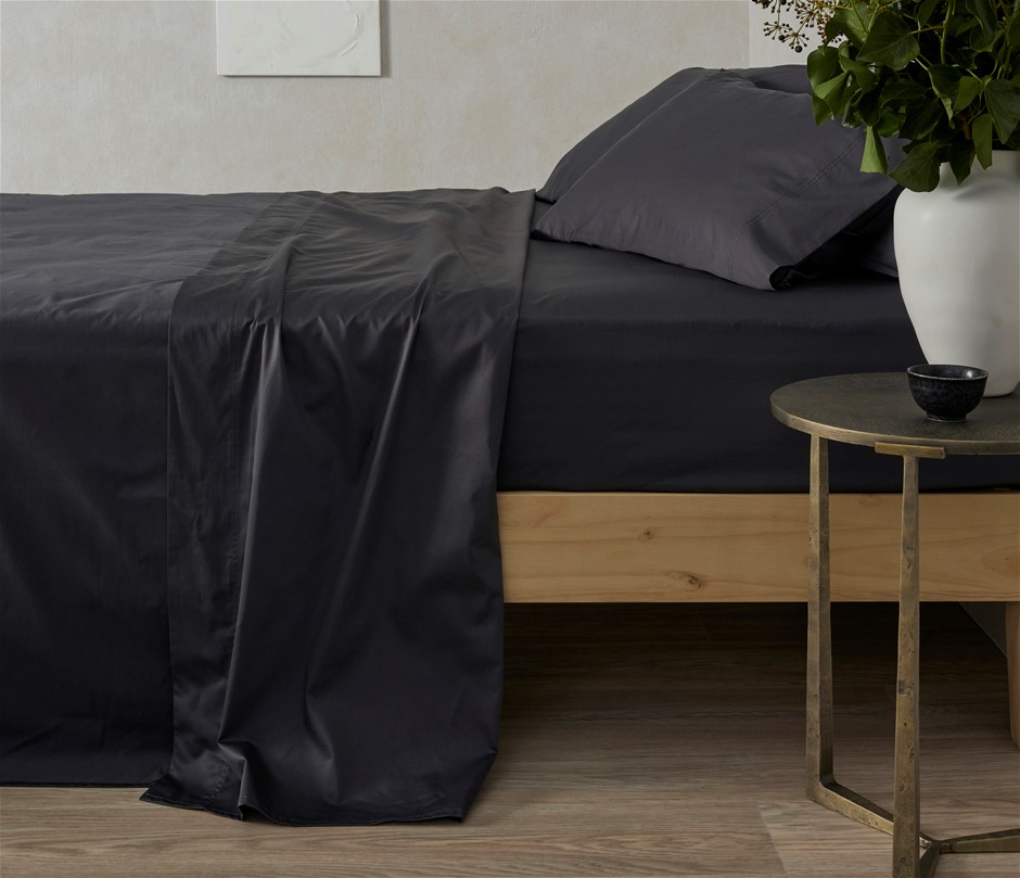 500TC 100% Organic Cotton Sheet Set | Charcoal | King Single