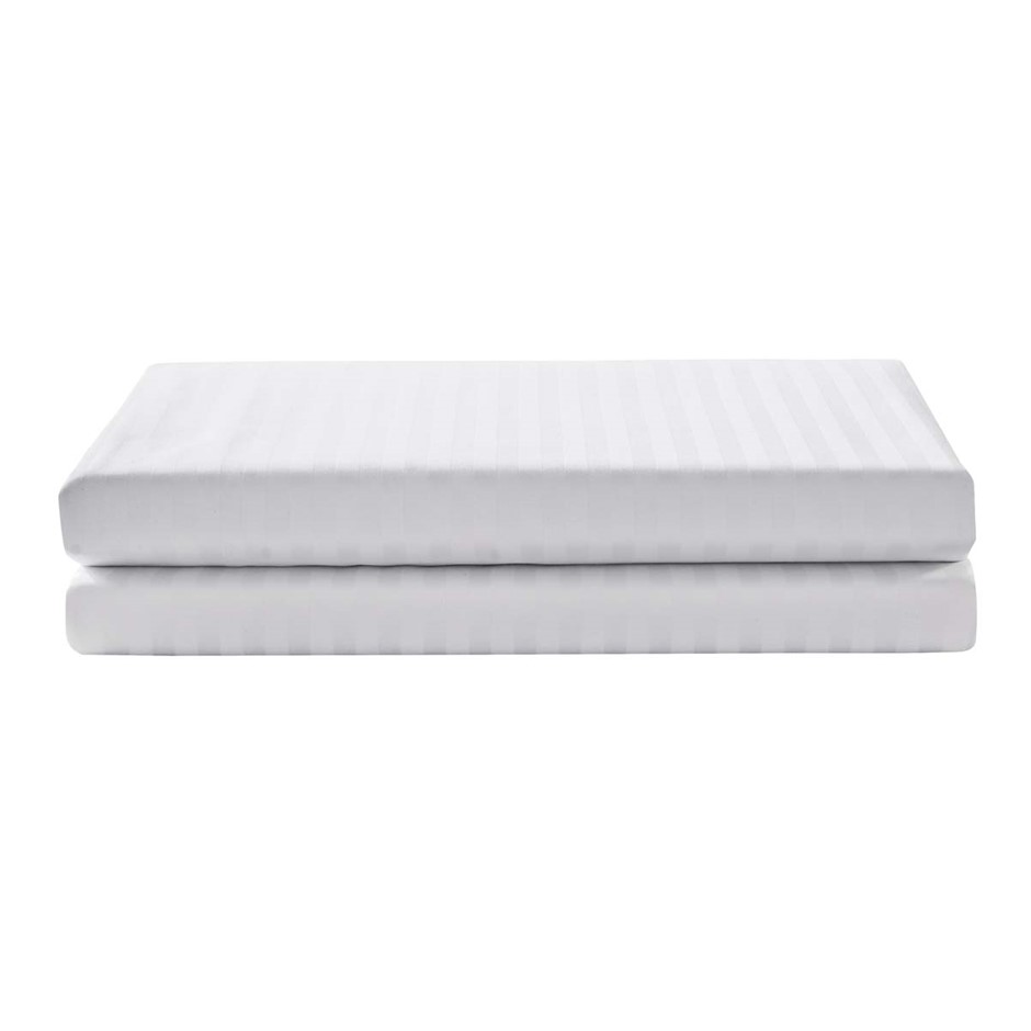 1200 Thread Count Egyptian Cotton Flat Sheet | White Stripe| Cot Size