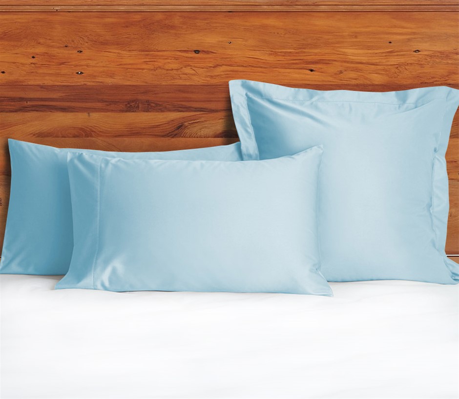 1200 TC Egyptian Cotton Pillow Case Set Hem Stitched | Sky Blue | Standard