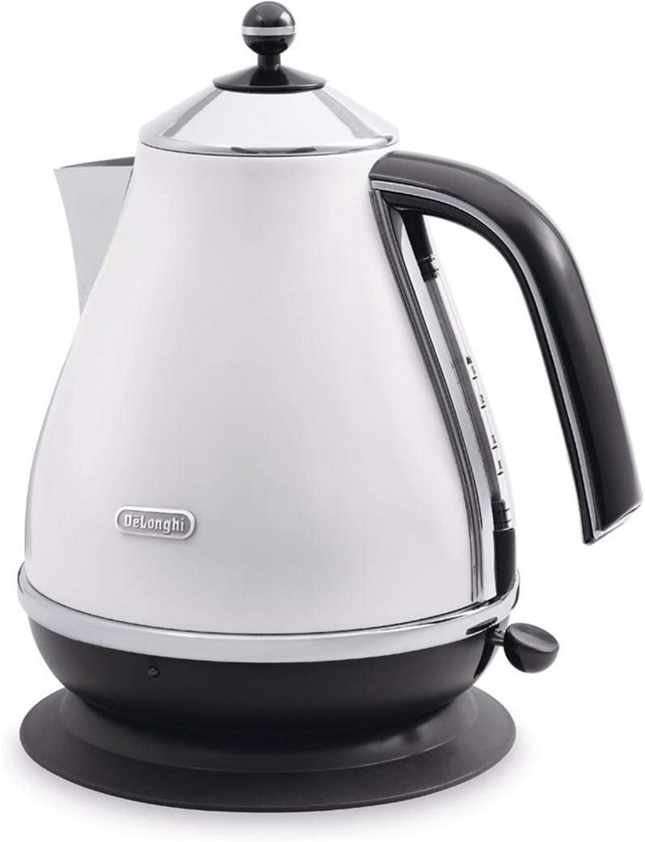DELONGHI Icona Classic KBO2001W, Electric Kettle w/ Anti-Scale Filter, 360°