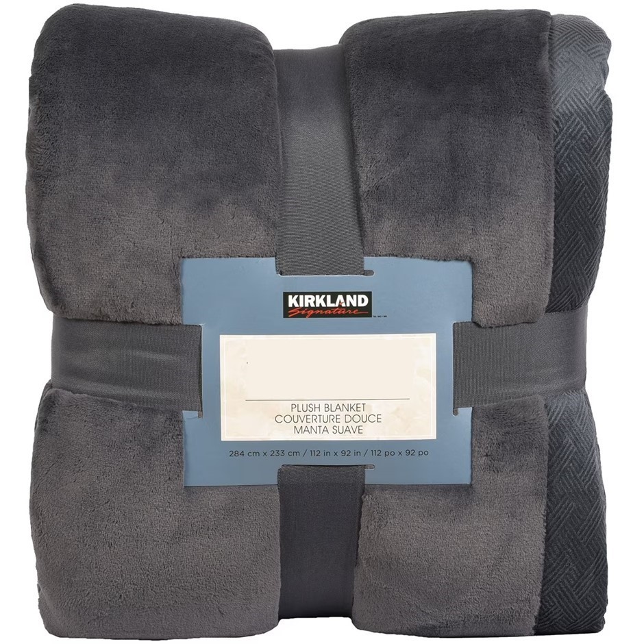 KIRKLAND Signature King Size Tres Grand Lit Cama Plush Blanket, 180cm, Grey