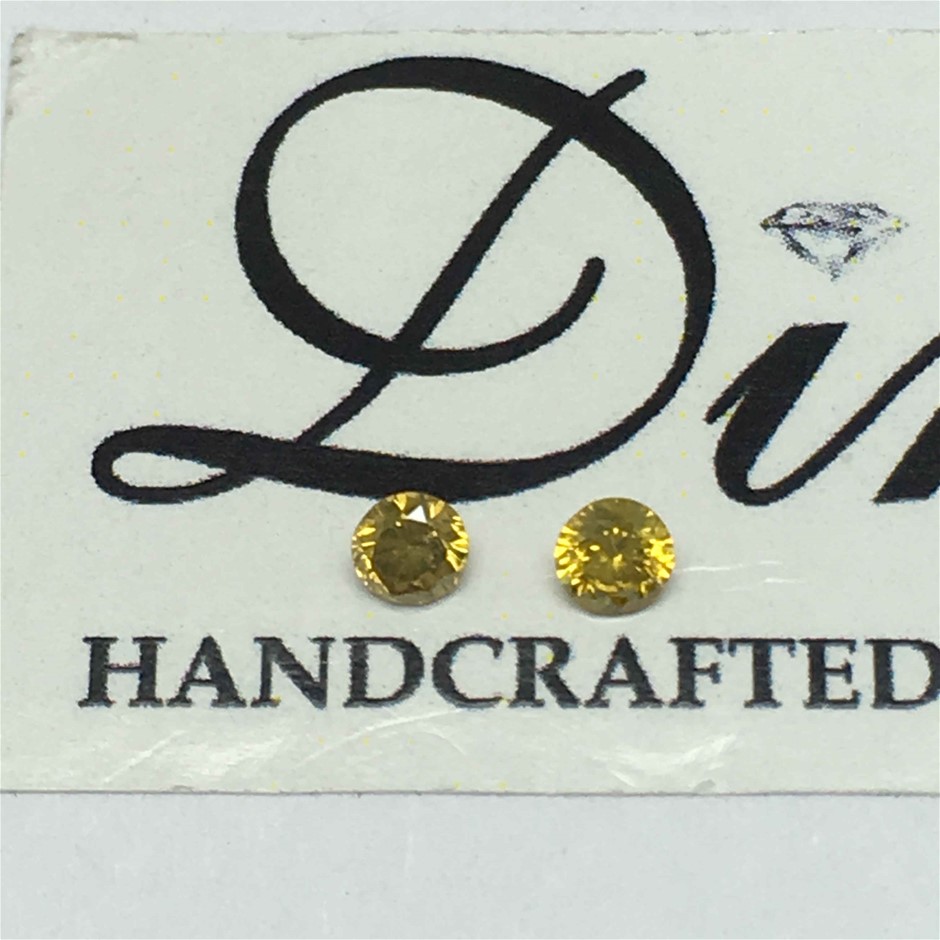0.15ct Two Stones Yellow Diamond Round