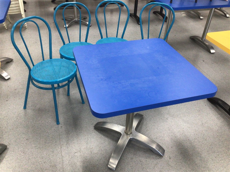 Café table with 4 stackable chairs Auction (0095-8020561) | Grays Australia