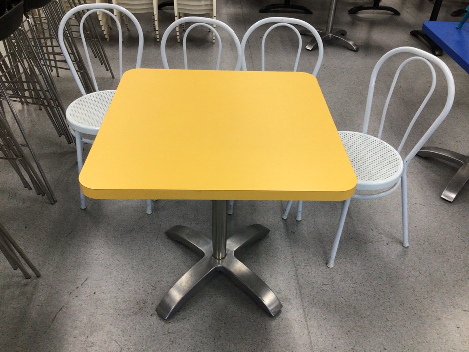 Café table with 4 stackable chairs Auction (0098-8020561) | Grays Australia