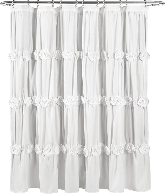 2 x LUSH DECOR Darla Shower Curtain, 72 by 72-Inch, White.