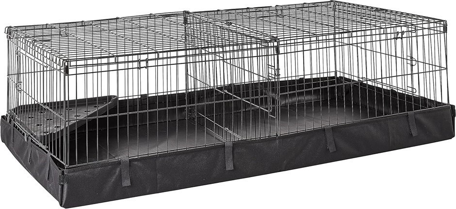 AMAZON BASICS Canvas Bottom Pet Cage with Divider Set, Black.