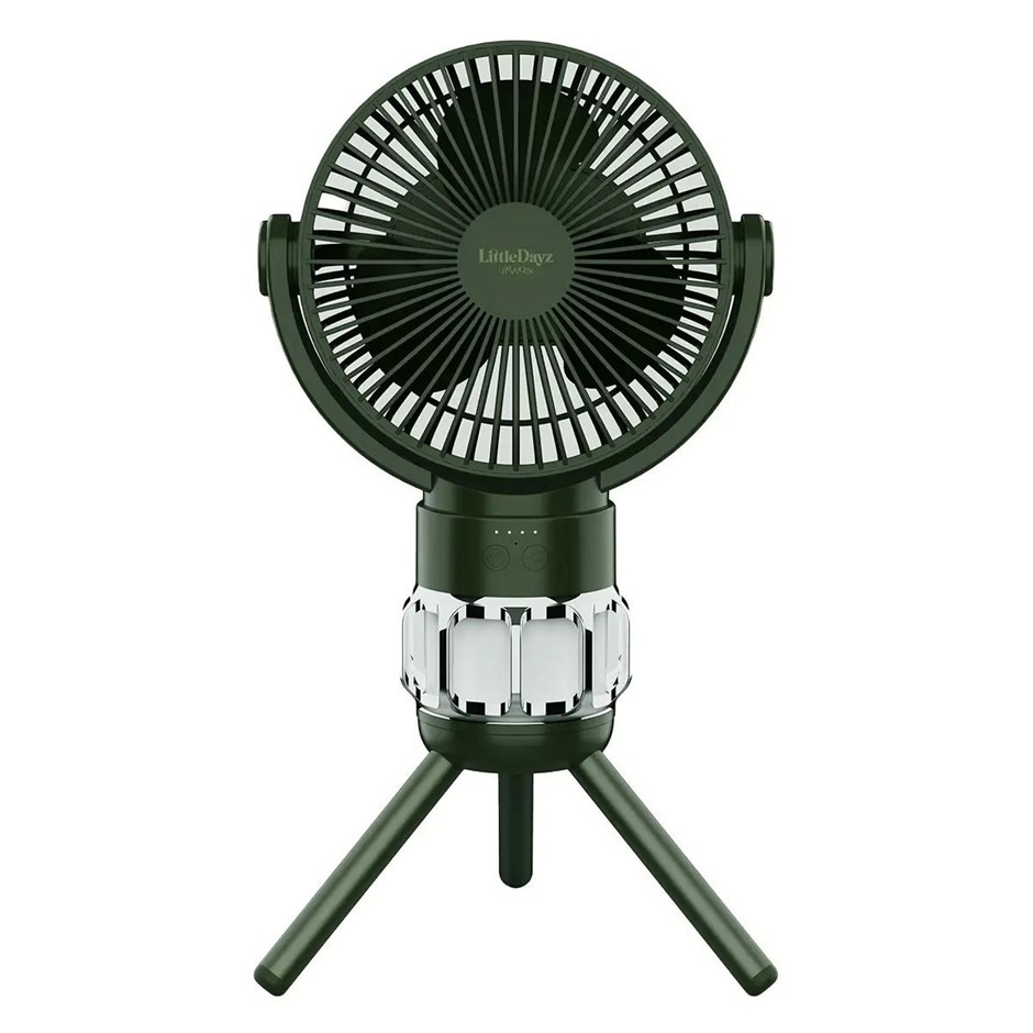 LITTLEDAYZ Camping Fan And Light, Khaki Green. NB: Minor use.