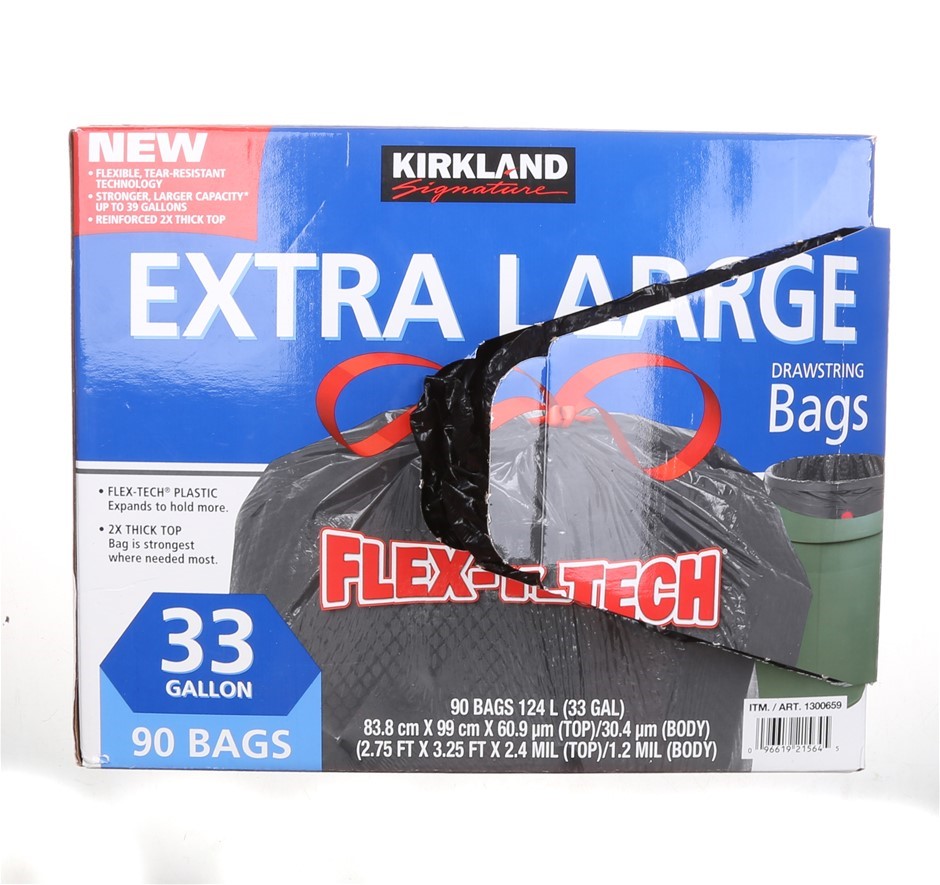 SIGNATURE Extra Large Drawstring Trash Bags 90pk, 33 Gallon. N.B. Not in or