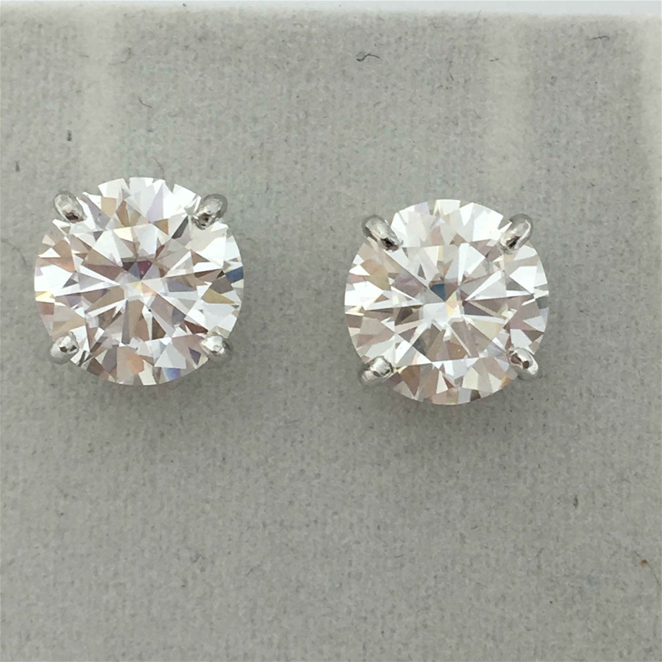 6.58ct Moissanite Earrings 18K White Gold