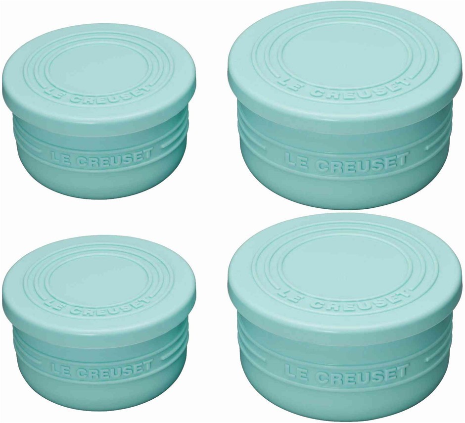 2 x LE CREUSET Silicone Ramekin with Lid Set of 2, Powder Blue