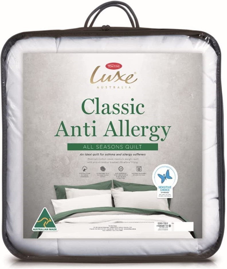 TONTINE Luxe Classic Anti Allergy All Seasons Quilt, Cotton, Size King, 240