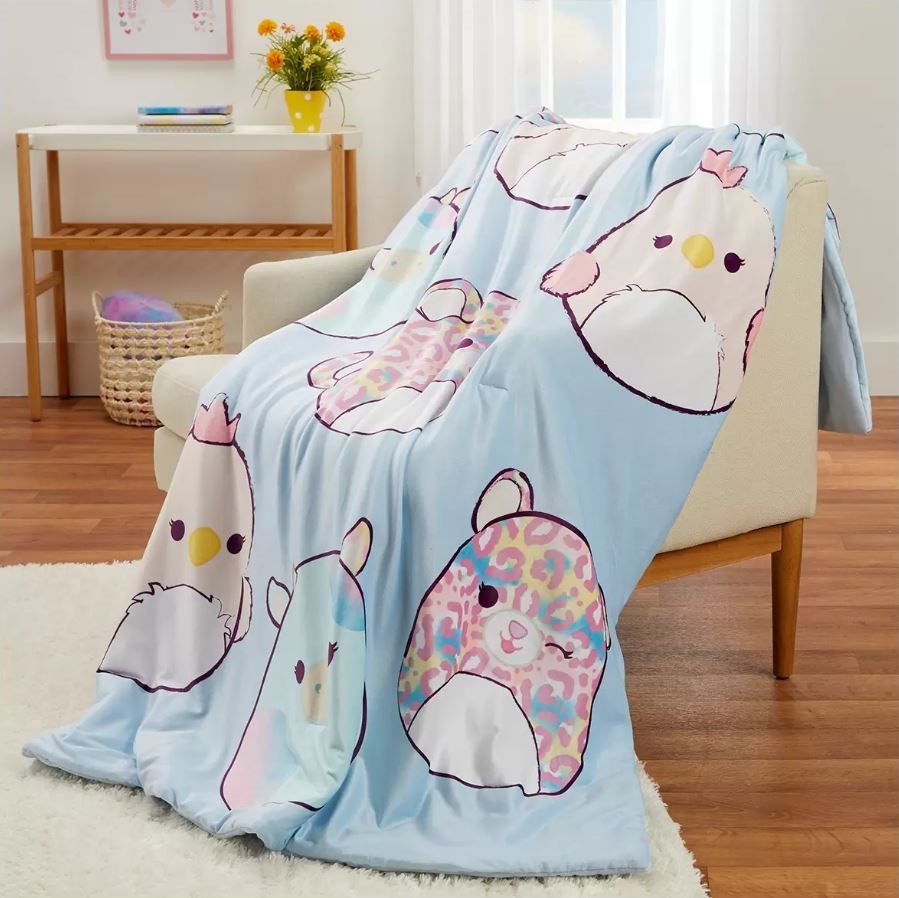 SQUISHMALLOW Snuggle Plush Throw Blanket, Sweet As Squish Blue, 127cm x 178