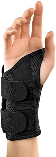MUELLER, Fitted Wrist Brace for Right Hand, Small/Medium, BLACK/ GREEN. Des