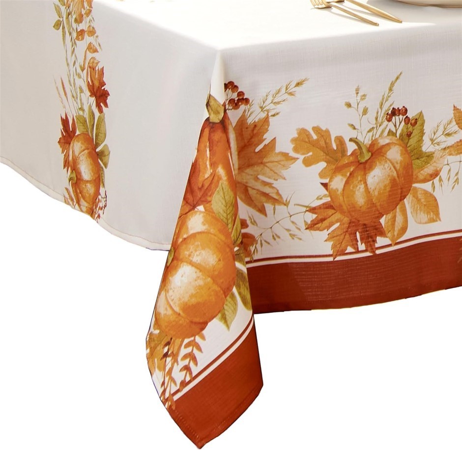 ELRENE Home Fashions Autumn Pumpkin Grove Wrinkle Resistant Tablecloth. Dim