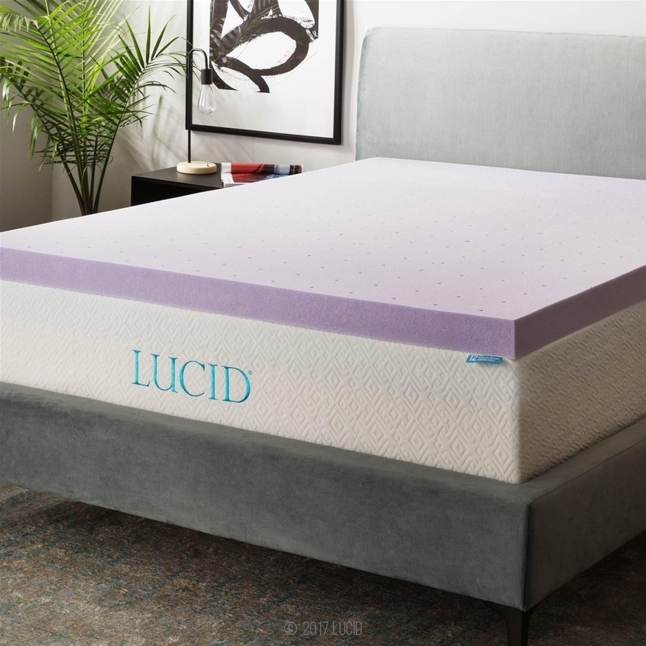 LUCID LU30TT30VT 3 Inch Lavender Infused Memory Foam Mattress Topper - Vent