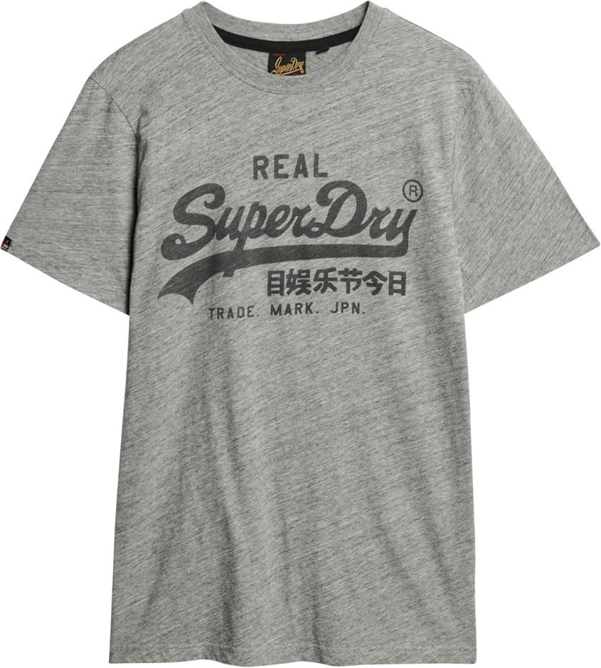 SUPERDRY Men's Vintage VL Tee, Size L, 100% Cotton, Athletic Grey Marl (ZUC