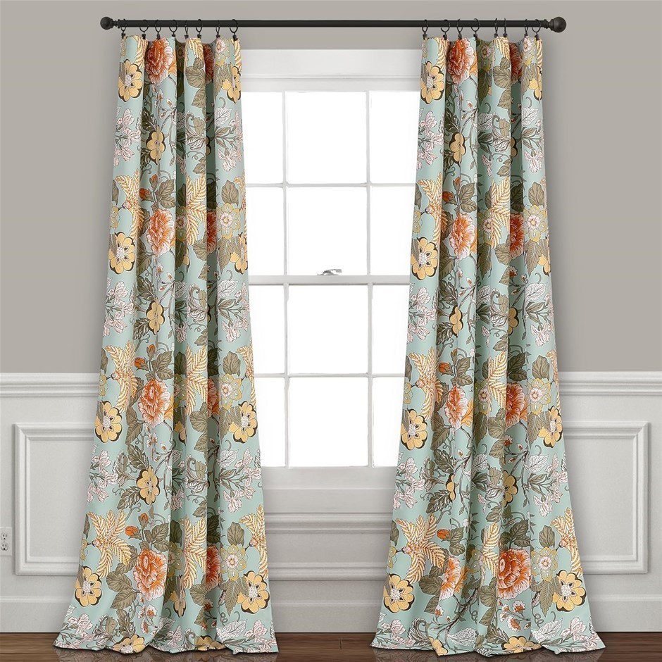 LUSH DECOR Sydney Curtains | Floral Garden Room Darkening Window Panel Set