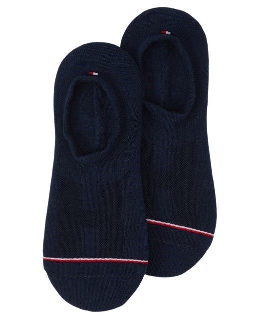 TOMMY HILFIGER Men's Iconic Footie Socks, 2 Pairs, Dark Navy, Size 43/46.