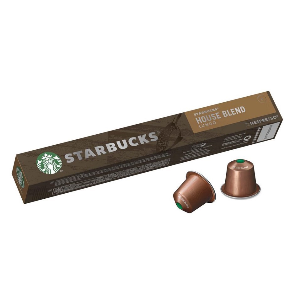12 x Pack of 10pc Capsules STARBUCKS By NESPRESSO House Blend Lungo, 57g. N