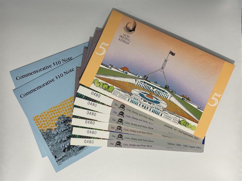 9 x asstd Australian polymer commemorative banknotes Auction (0428 ...