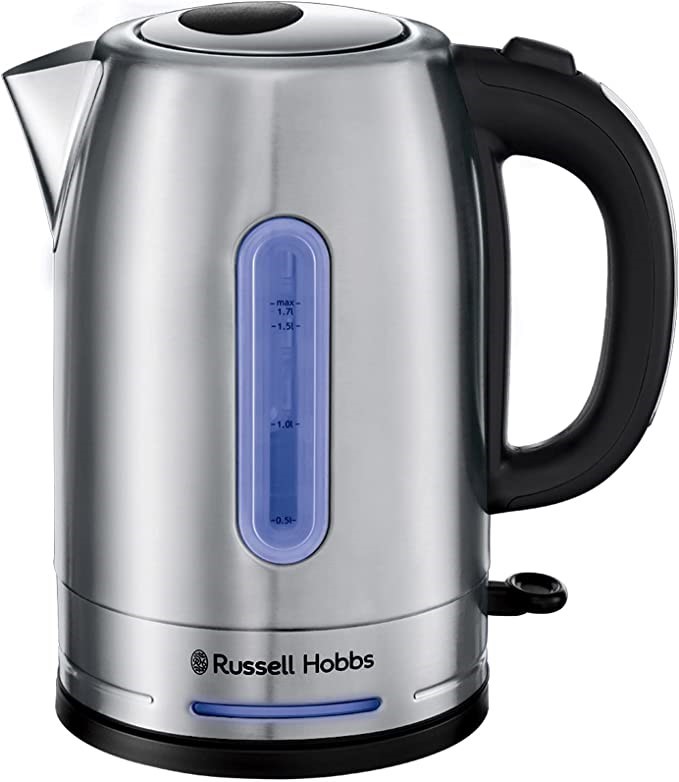RUSSELL HOBBS Electric Quiet Kettle, 1.7L, Stainless Steel, Silver, Model:
