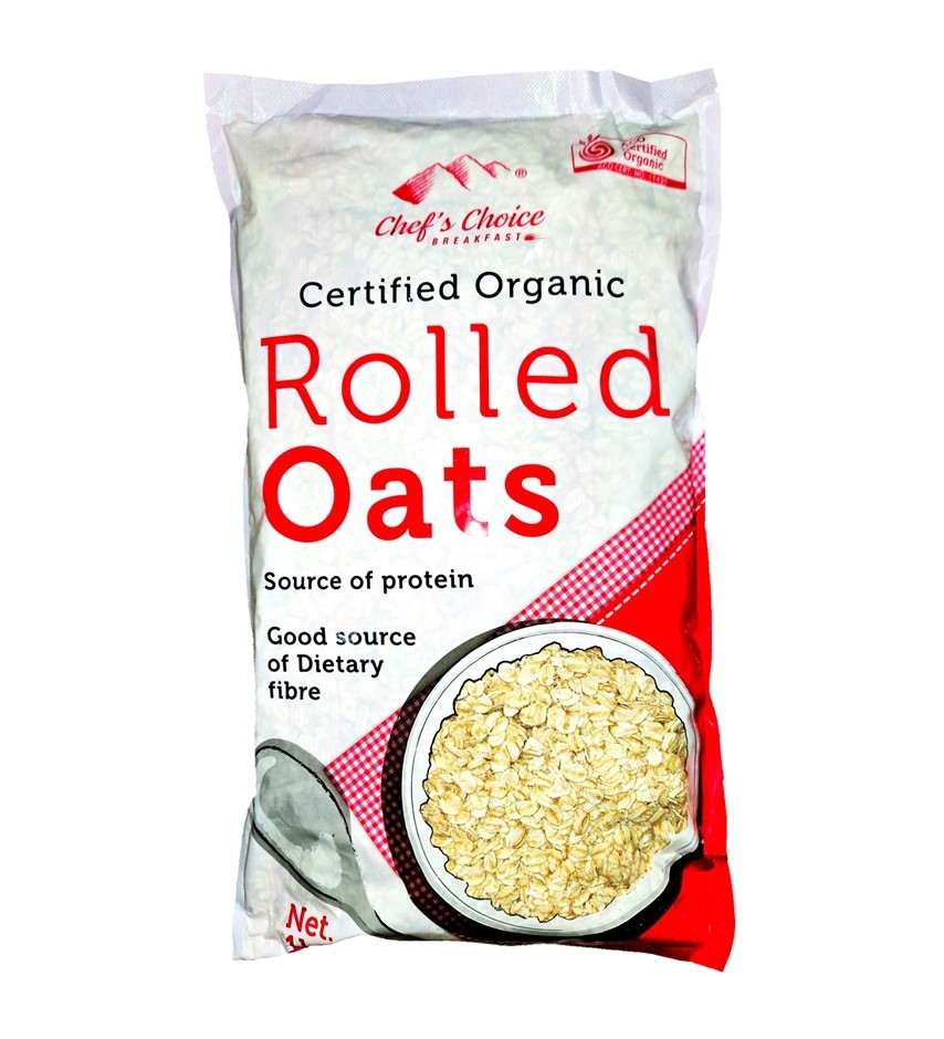 3 x CHEF'S CHOICE Oragic Rolled Oats, 1kg.